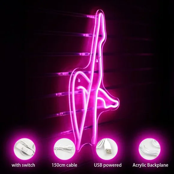 Neon Pink Body Woman Legs Sexy Feminine Figure LED Light Wall Room Dorm Decor - Picture 5 of 6